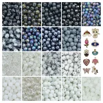 10 Pcs Charms + 540 Pcs Black & White Glass Beads for Bracelet Making Kit