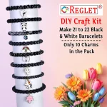 10 Pcs Charms + 540 Pcs Black & White Glass Beads for Bracelet Making Kit - Image 3