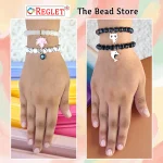 10 Pcs Charms + 540 Pcs Black & White Glass Beads for Bracelet Making Kit - Image 5