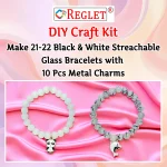 10 Pcs Charms + 540 Pcs Black & White Glass Beads for Bracelet Making Kit - Image 6