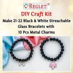 10 Pcs Charms + 540 Pcs Black & White Glass Beads for Bracelet Making Kit - Image 7