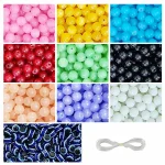 15 Pcs Evil Eye Beads + 250 Pcs Jelly Glass Beads for Bracelet Making Kit