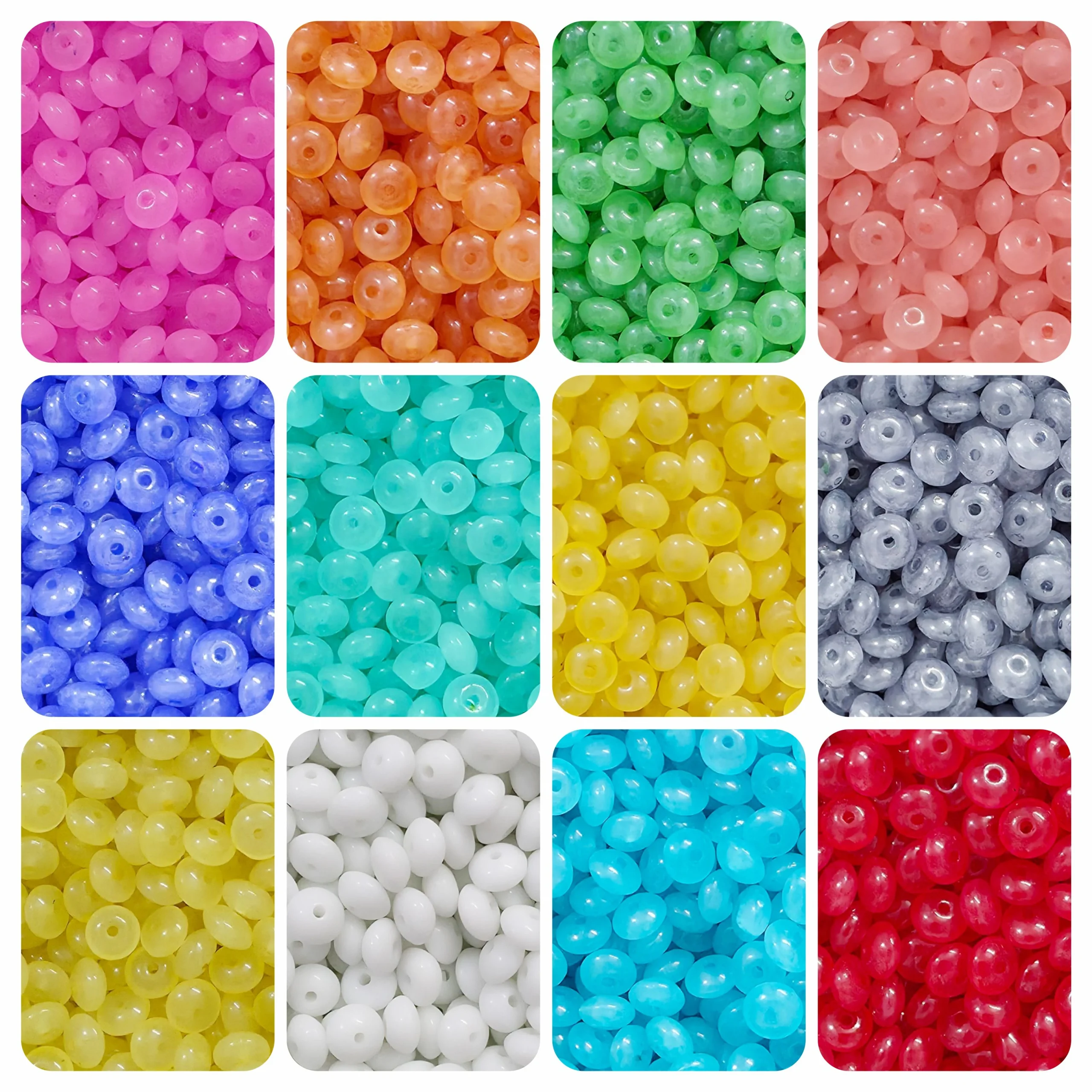 Beads-R-41 (1) 480 Pcs Disk Shaped Glass Beads for Bracelet Making Kit - Image 1