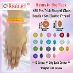 480 Pcs Disk Shaped Glass Beads for Bracelet Making Kit - Image 2