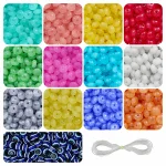 15 Pcs Evil Eye Beads + 480 Pcs Disk Shaped Glass Beads for Bracelet Making Kit