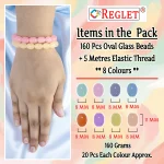 160 Pcs Oval Shaped Glass Beads for Bracelet Making Kit - Image 2