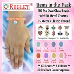 10 Pcs Charms + 160 Pcs Oval Shaped Glass Beads for Bracelet Making Kit - Image 2