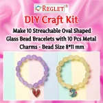 10 Pcs Charms + 160 Pcs Oval Shaped Glass Beads for Bracelet Making Kit - Image 3