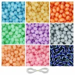 15 Pcs Evil Eye Beads + 160 Pcs Oval Shaped Glass Beads for Bracelet Making Kit