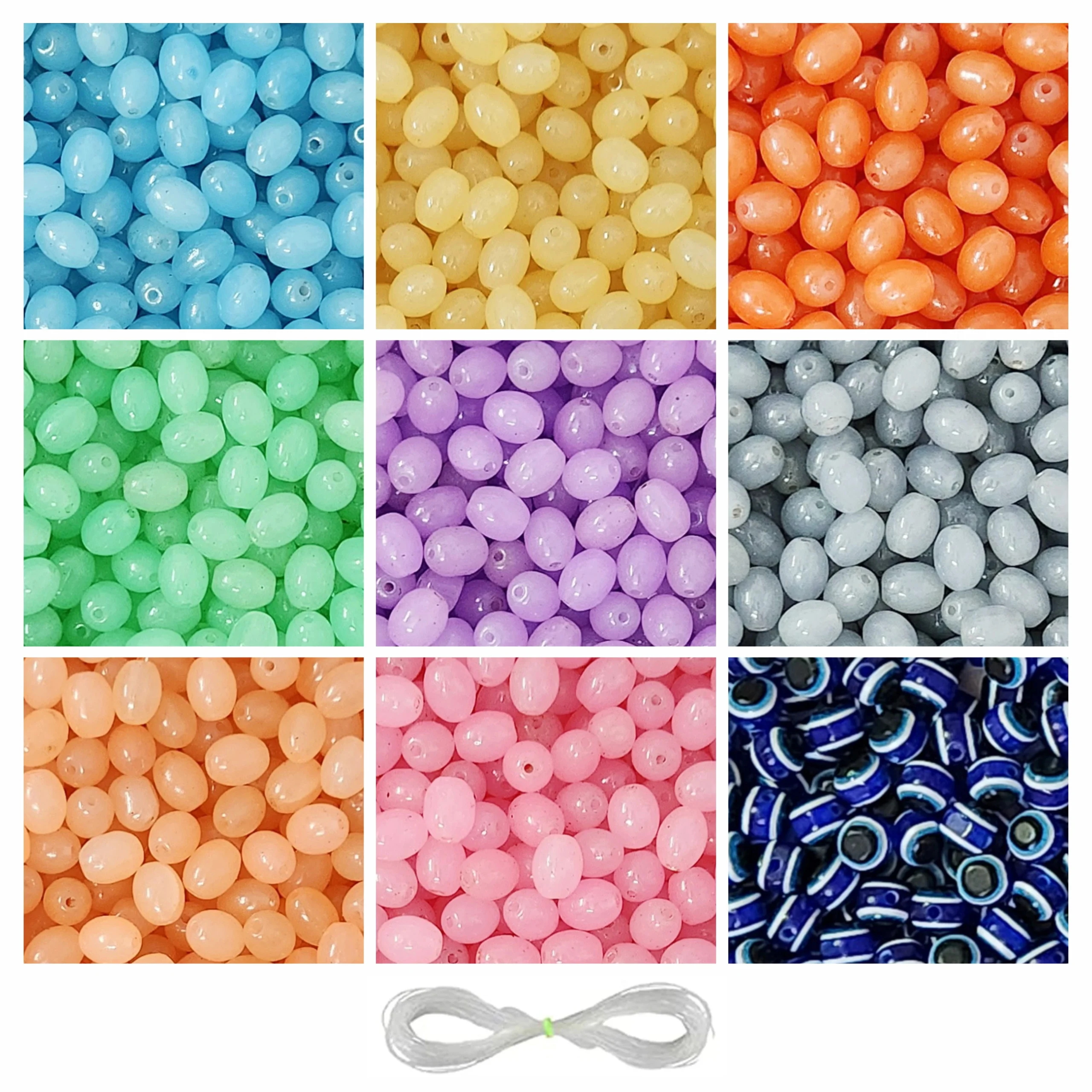 Beads-R-49 (1) 15 Pcs Evil Eye Beads + 160 Pcs Oval Shaped Glass Beads for Bracelet Making Kit - Image 1