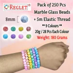 250 Pcs Marble Glass Beads for Bracelet Making Kit - Image 2