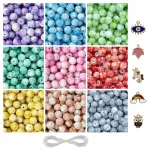 5 Pcs Charms + 250 Pcs Marble Glass Beads for Bracelet Making Kit