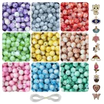 10 Pcs Charms + 250 Pcs Marble Glass Beads for Bracelet Making Kit