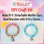 10 Pcs Charms + 250 Pcs Marble Glass Beads for Bracelet Making Kit - Image 3