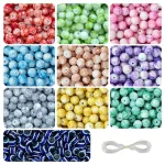 15 Pcs Evil Eye Beads + 250 Pcs Marble Glass Beads for Bracelet Making Kit