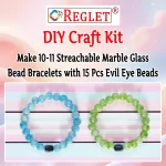 15 Pcs Evil Eye Beads + 250 Pcs Marble Glass Beads for Bracelet Making Kit - Image 3