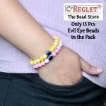 15 Pcs Evil Eye Beads + 250 Pcs Marble Glass Beads for Bracelet Making Kit - Image 4