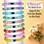 15 Pcs Evil Eye Beads + 250 Pcs Marble Glass Beads for Bracelet Making Kit - Image 5