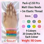 250 Pcs Matt Glass Beads for Bracelet Making Kit - Image 2