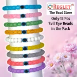 15 Pcs Evil Eye Beads + 250 Pcs Matt Glass Beads for Bracelet Making Kit - Image 5