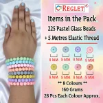 225 Pcs Pastel Glass Beads for Bracelet Making Kit - Image 2