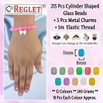 5 Pcs Charms + 215 Pcs Cylinder Glass Beads for Bracelet Making Kit - Image 2