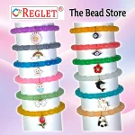 5 Pcs Charms + 215 Pcs Cylinder Glass Beads for Bracelet Making Kit - Image 5