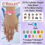 10 Pcs Charms + 215 Pcs Cylinder Glass Beads for Bracelet Making Kit - Image 2