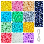 15 Pcs Evil Eye Beads + 215 Pcs Cylinder Glass Beads for Bracelet Making Kit