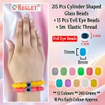 15 Pcs Evil Eye Beads + 215 Pcs Cylinder Glass Beads for Bracelet Making Kit - Image 2