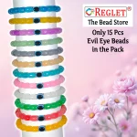 15 Pcs Evil Eye Beads + 215 Pcs Cylinder Glass Beads for Bracelet Making Kit - Image 3
