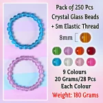 250 Pcs Crystal Glass Beads for Bracelet Making Kit - Image 2