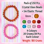 250 Pcs Crystal Glass Beads for Bracelet Making Kit - Image 3
