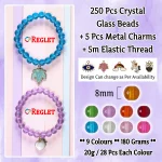 5 Pcs Charms + 250 Pcs Crystal Glass Beads for Bracelet Making Kit - Image 3