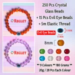 15 Pcs Evil Eye Beads + 250 Pcs Crystal Glass Beads for Bracelet Making Kit - Image 2
