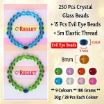 15 Pcs Evil Eye Beads + 250 Pcs Crystal Glass Beads for Bracelet Making Kit - Image 3
