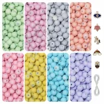 5 Pcs Charms + 225 Pcs Pastel Glass Beads for Bracelet Making Kit
