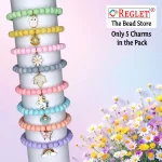 5 Pcs Charms + 225 Pcs Pastel Glass Beads for Bracelet Making Kit - Image 3