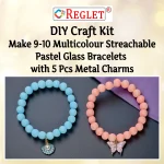 5 Pcs Charms + 225 Pcs Pastel Glass Beads for Bracelet Making Kit - Image 5