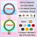 5 Pcs Charms + 320 Pcs Diamond Cut Glass Beads for Bracelet Making Kit - Image 2