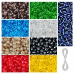 15 Pcs Evil Eye Beads + 320 Pcs Diamond Cut Glass Beads for Bracelet Making Kit