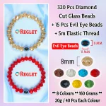 15 Pcs Evil Eye Beads + 320 Pcs Diamond Cut Glass Beads for Bracelet Making Kit - Image 2
