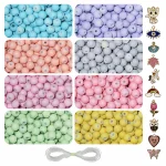 10 Pcs Charms + 225 Pcs Pastel Glass Beads for Bracelet Making Kit