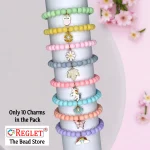10 Pcs Charms + 225 Pcs Pastel Glass Beads for Bracelet Making Kit - Image 3