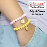 10 Pcs Charms + 225 Pcs Pastel Glass Beads for Bracelet Making Kit - Image 4