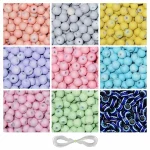 15 Pcs Evil Eye Beads + 225 Pcs Pastel Glass Beads for Bracelet Making Kit