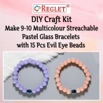 15 Pcs Evil Eye Beads + 225 Pcs Pastel Glass Beads for Bracelet Making Kit - Image 3