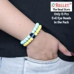 15 Pcs Evil Eye Beads + 225 Pcs Pastel Glass Beads for Bracelet Making Kit - Image 4