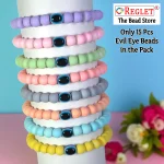 15 Pcs Evil Eye Beads + 225 Pcs Pastel Glass Beads for Bracelet Making Kit - Image 5