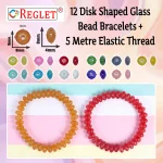 Disk Shaped Glass Beads Bracelet Set - Pack of 12 - Stretchable - Image 3